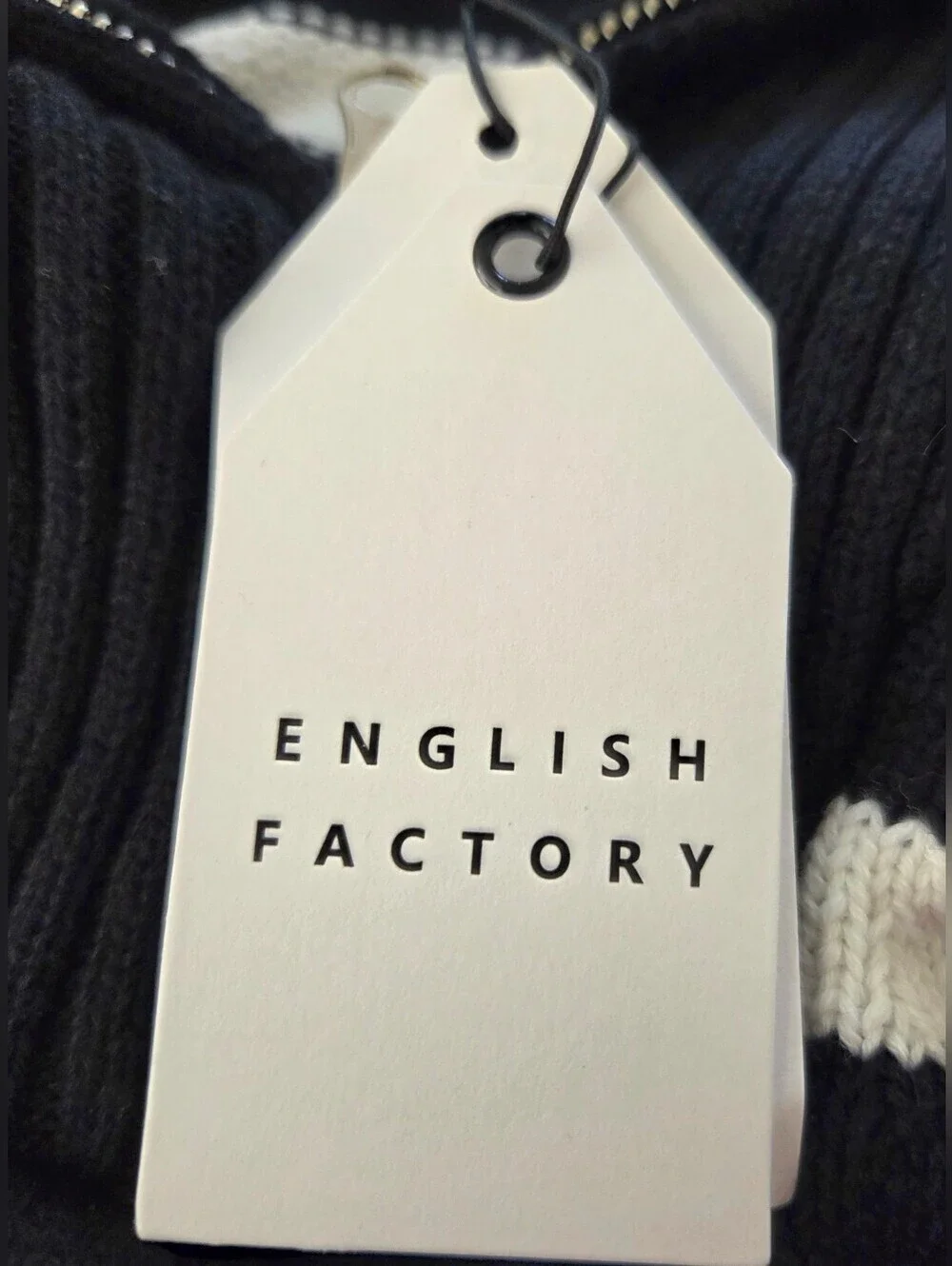 NWT ENGLISH FACTORY STRIPED KNIT HALF ZIP PULLOVER SWEATER.